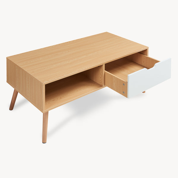 Salontafel Bordkak 100x48x45 cm eikenkleurig en wit [en.casa]