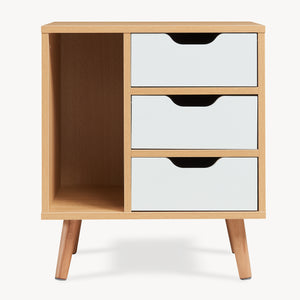 Nachtkastje Bordkak 55x48x30 cm eikenkleurig en wit [en.casa]