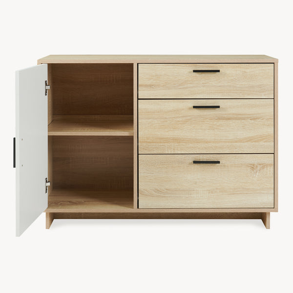 Dressoir Kenta 100x35x72 cm sonoma eiken en wit [en.casa]