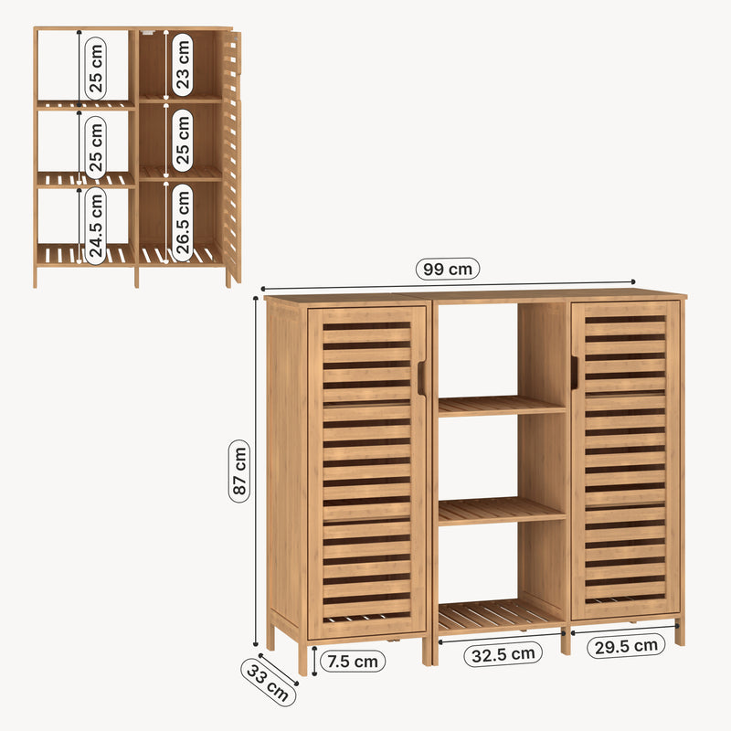 Maatschets Dressoir Hakseri bamboe 87x99x33 cm naturel [en.casa]