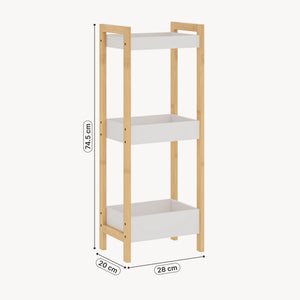 Badrek Anun met 3 niveaus 75x28x20 cm bamboe natuur/wit [en.casa]
