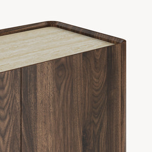 Tv-kast Trorlon 160x40x55 cm Notenhoutlook/Travertijn [en.casa]