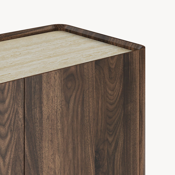 Tv-kast Trorlon 160x40x55 cm Notenhoutlook/Travertijn [en.casa]