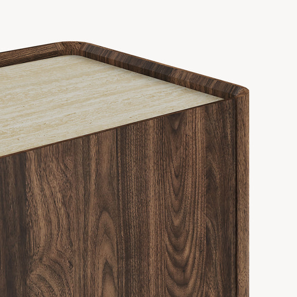 Kast Trorlon 83x80x40 cm Notenoptiek/Travertijn [en.casa]