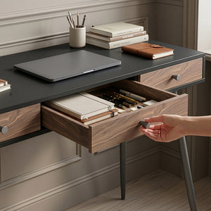 Bureau Tumba 115x48x76 cm Zwart/Walnootlook [en.casa]