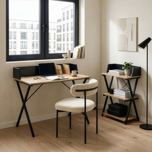 Bureau Kappespoo 84x80x50 cm Zwart/Eikenlook [en.casa]