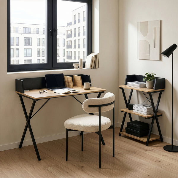 Bureau Kappespoo 84x80x50 cm Zwart/Eikenlook [en.casa]