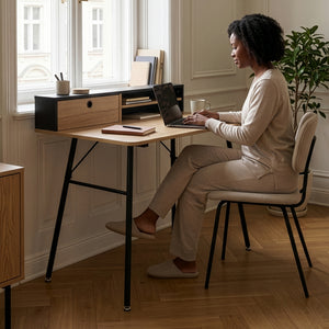 Bureau Var 93x90x50 cm Zwart/Eikenlook [en.casa]