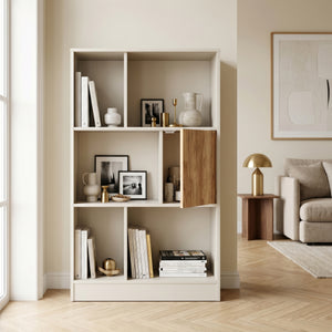 Boekenkast Karena 112x70x30 cm Crèmewit/Eikenlook [en.casa]