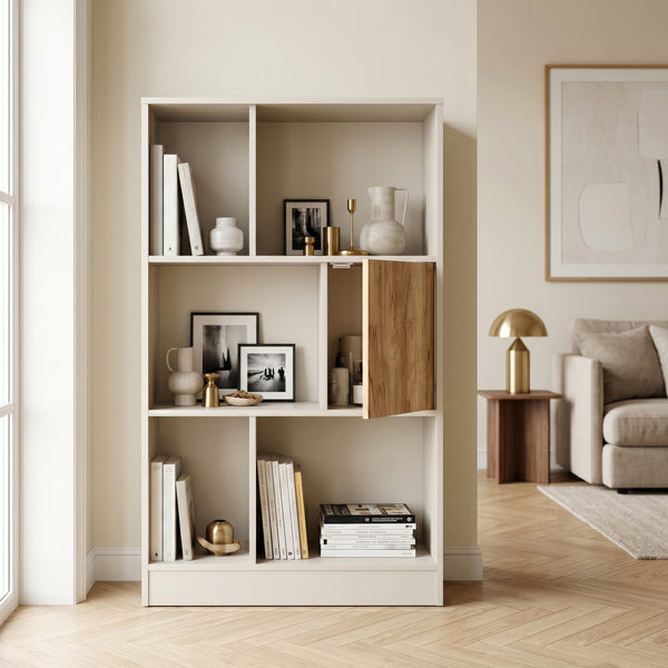 Boekenkast Karena 112x70x30 cm Crèmewit/Eikenlook [en.casa]