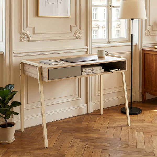 Bureau Boderas 107x55x78 cm Beige/Travertijn [en.casa]