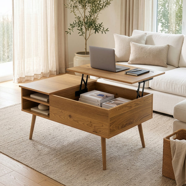 Salontafel Vasdabod met liftplaat 96x59x50 cm eikenlook [en.casa]