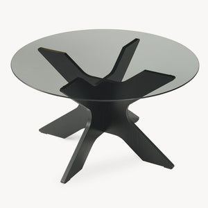 Salontafel Imi met glazen blad Ø70x35 cm Zwart/Grijs [en.casa]