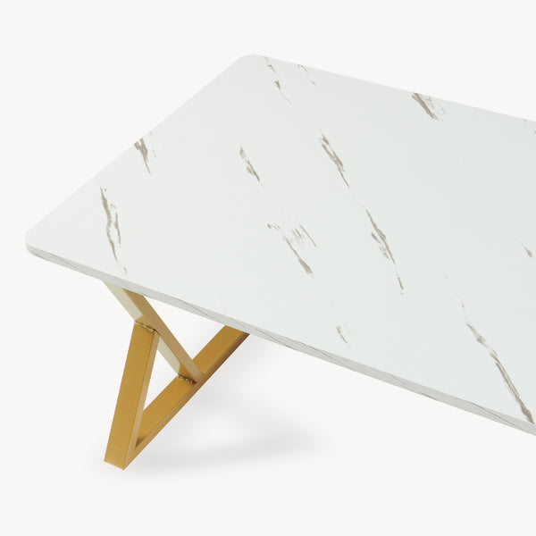 Salontafel Nolu 120x60x46 cm Goudkleurig/Marmerlook, wit [en.casa]