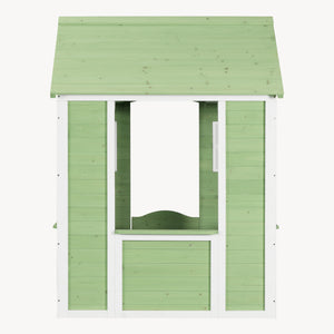 Kinderspeelhuis Kuoldsvin Dennenhout 144x102x90 cm Groen/Wit [en.casa]