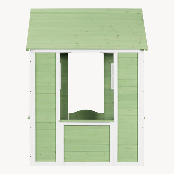Kinderspeelhuis Kuoldsvin Dennenhout 144x102x90 cm Groen/Wit [en.casa]