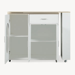 Rijdbaar keukeniland met draaibaar werkblad Kudebola 115x40x94 cm eikenlook/wit [en.casa]