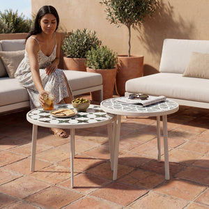Outdoor statafel Faeto 2-delig glasplaat Champagne [casa.pro]