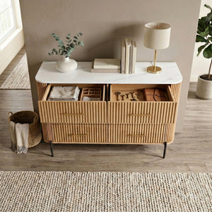 Kast Kokunse met 6 laden 120x42x78 cm eikenlook [en.casa]