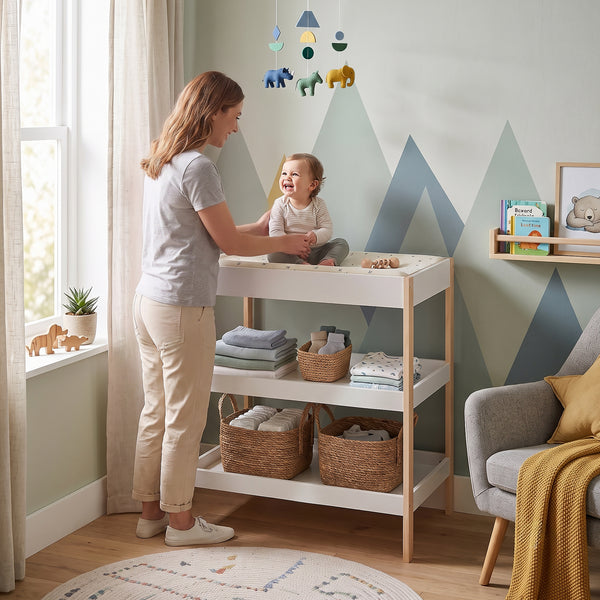 Wickeltisch Oupilu met 2 planken 91x82x53 cm Wit [en.casa]
