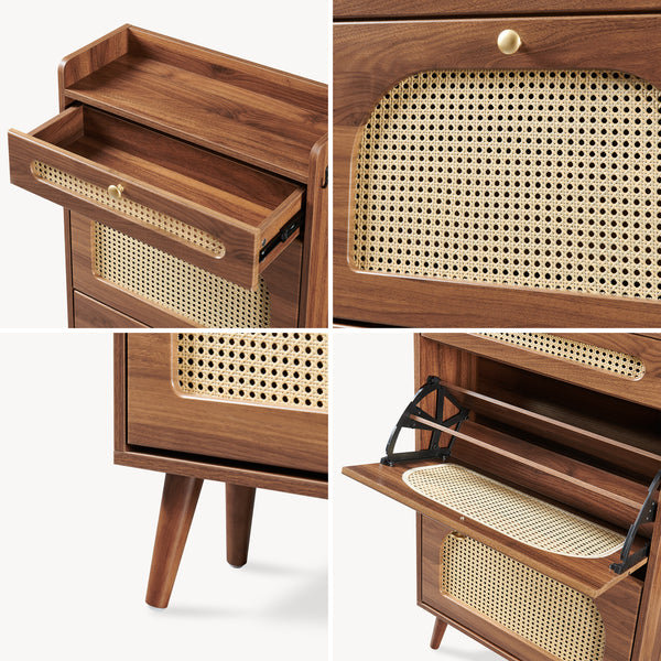 Schoenenrek Virievarnu 111x60x24 cm Notenhoutlook [en.casa]