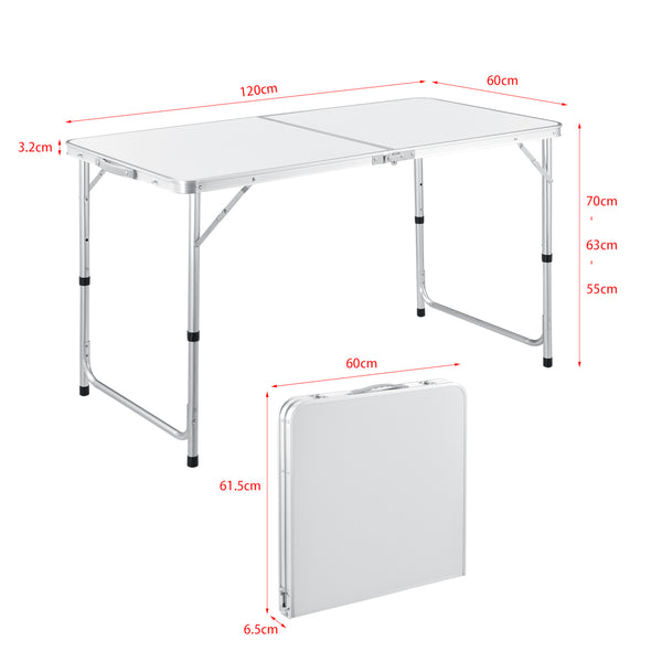 Tuintafel verstelbaar opvouwbaar 120x60x55/63/70 cm 4,1 kg - 3 varianten