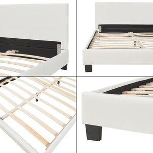 Houten bed Aron kunstleer met bedbodem 140x200 cm wit
