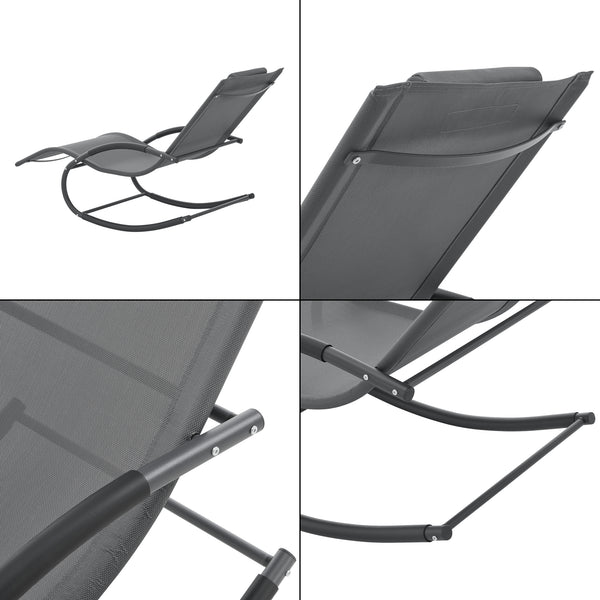 Ligstoel Tarent schommelstoel 174x63x88 cm donkergrijs [en.casa]