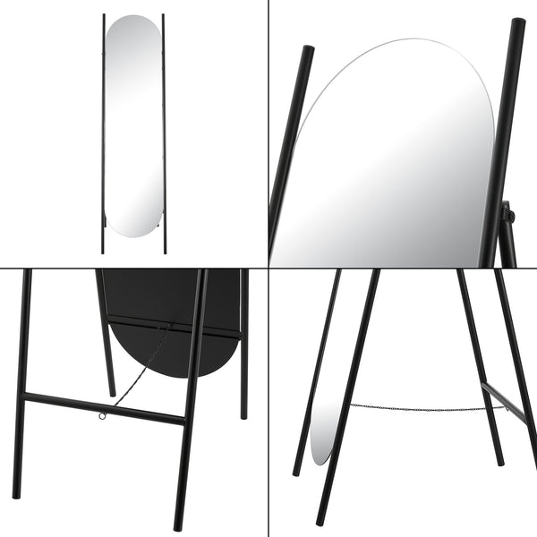 [en.casa] Spiegel vrijstaand Fardella 150x41x59,5 cm zwart