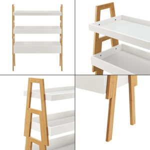 [en.casa] Plantenstandaard Hitra 3-delig bamboe wit en houtkleurig