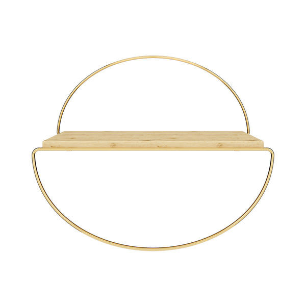 [en.casa] Wandplank Mynämäki 39x16x17 cm goudkleurig en naturel