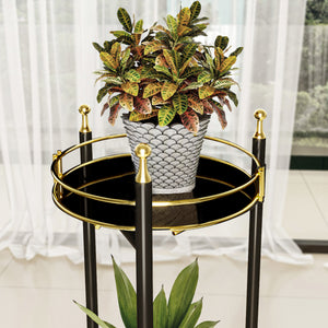 [en.casa] Plantenstandaard Oulainen 79x28x28 cm zwart en goudkleurig 