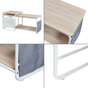 [en.casa] TV meubel met bijzettafel Dyrøy wit eikenkleurig en grijs