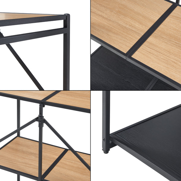 [en.casa] Open kast Telemark opvouwbaar 81x68x38 cm zwart en eikenkleurig