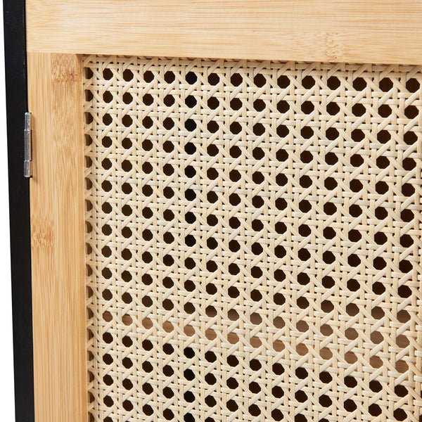 Badkamerkast Tervola zwevend 60x60x20 cm zwart naturel en rotan look [en.casa]