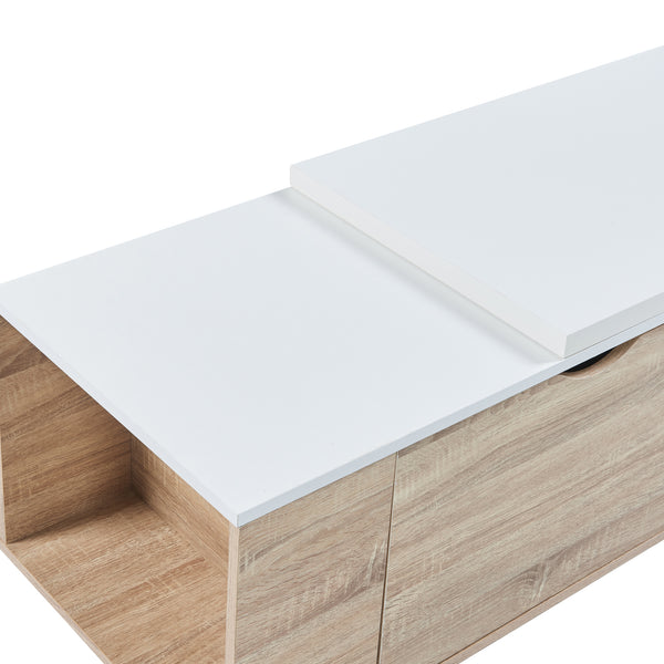 Bijzettafel Österåker 100x47,5x40 cm houtkleurig en wit [en.casa]