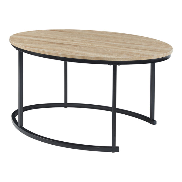 Salontafel Niederlande ovaal set van 2 zwart en eikenkleurig [en.casa]