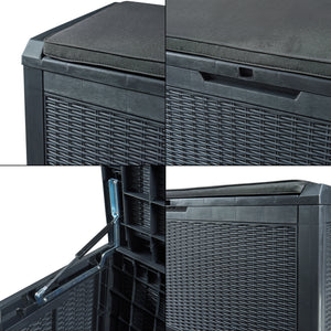 Tuin opbergbox Atella 65x122x54,5 cm zwart rotan look casa.pro