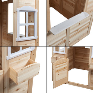 Houten speelhuis Acciano 131x113x97 cm naturel en grijs casa.pro