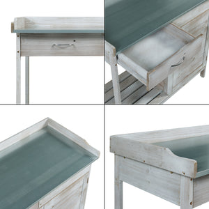 Tuinwerktafel Aliano oppottafel 98x48x94 cm grijs casa.pro