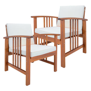 Tuinset Brissogne 4-delig houtkleurig en beige FSC®-gecertificeerd [en.casa]