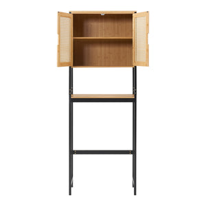 Toilet ombouwkast Tervola 172x63x27 cm zwart en naturel [en.casa]