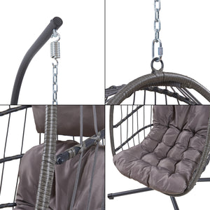 Hangstoel Edeng met standaard grijs 196x110x95 cm [en.casa]