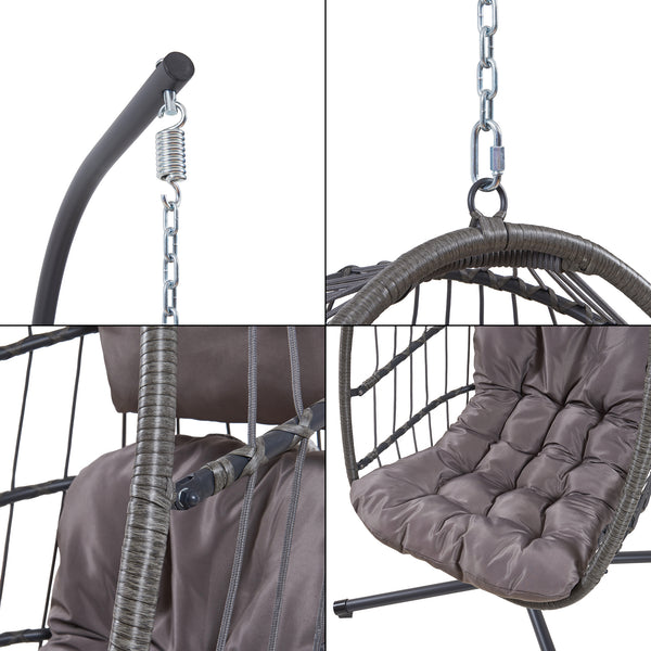 Hangstoel Edeng met standaard grijs 196x110x95 cm [en.casa]