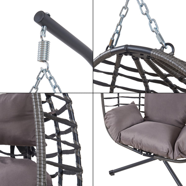 Hangstoel Kandsvas met standaard grijs 198x110x95 cm [en.casa]