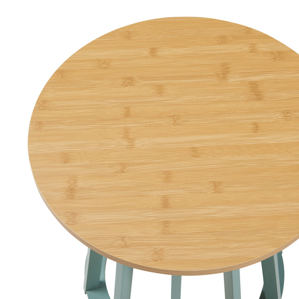 Bijzettafel Lensuu 48x48 cm rond eikenkleurig en pastellgroen [en.casa]