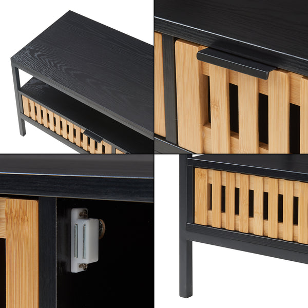 Salontafel Luniehti zwart en naturel 100x40x48 cm [en.casa]