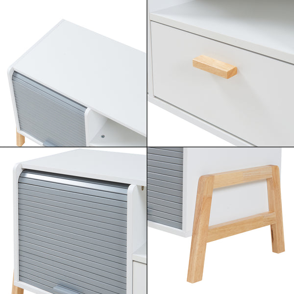 TV-meubel Kvaefjord 160x40x52 cm wit en grijs [en.casa]