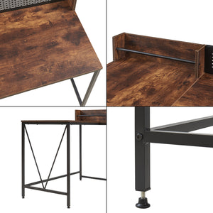 Bureau Frelvepirg L-vorm 165x110x90 cm zwart en walnootkleurig [en.casa]