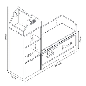 Kinderrek met zitbank Vipsali 100x99x30 cm mintgroen en wit [en.casa]